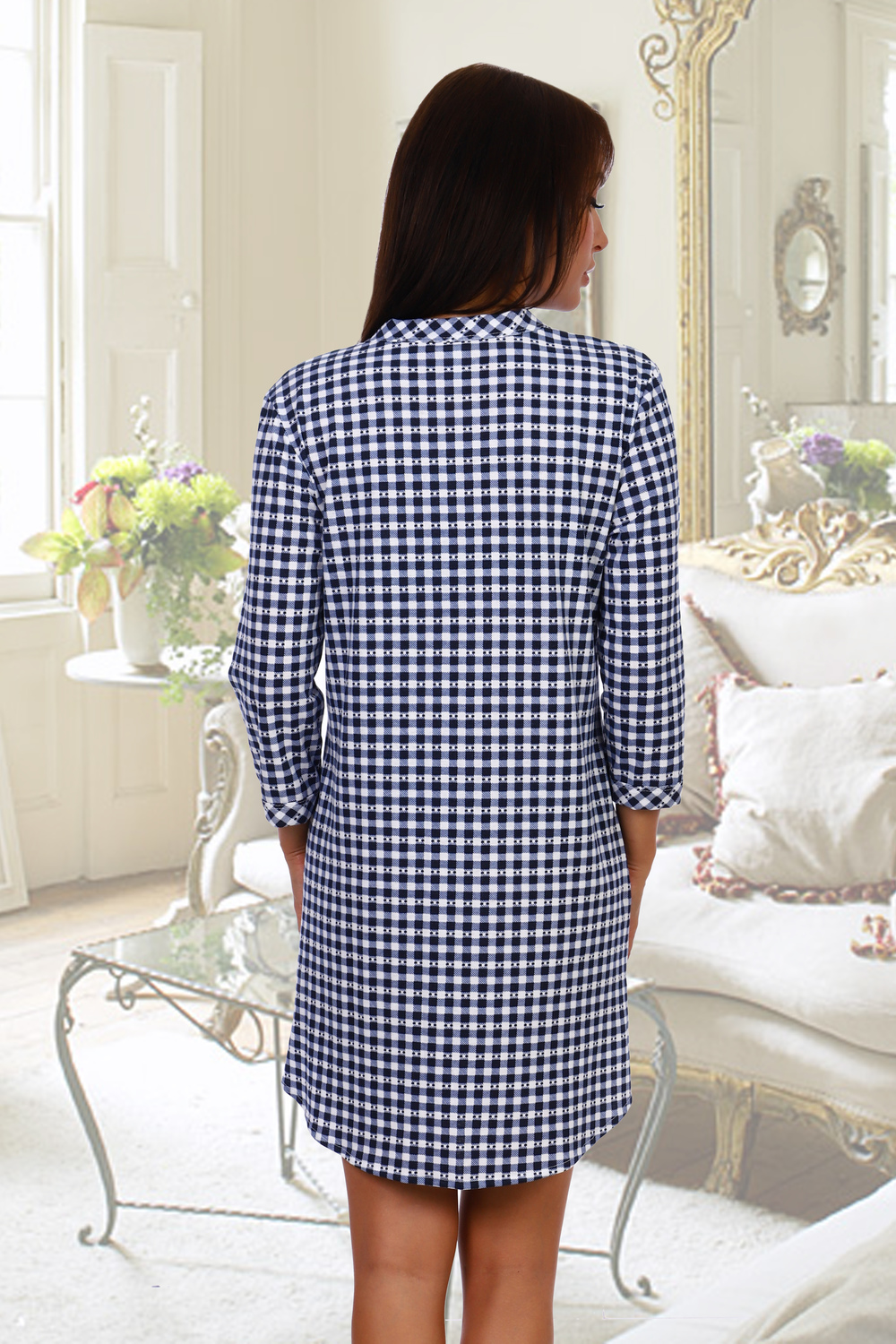 Фото товара 15797, халат-рубашка в клетку